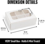 25 pcs White Mini Truffle Box for 6 treats with Windows and Dividers, Bakery Boxes, 5 x 3.5 x 1.57 Inches VERY SMALL Baking Boxes, Square Truffles Box for Gift Giving - Image 2