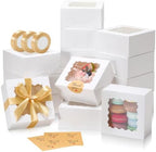 5x5x2.5 Auto-Popup Small Cookie Boxes with Window, White, 60 Pack by EQOREIIN