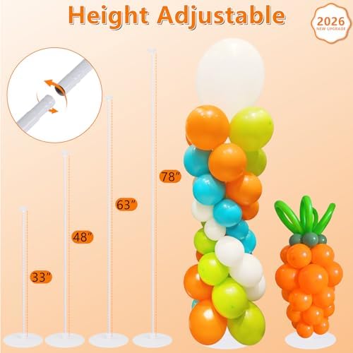 Balloon Column Stand Set of 4, Adjustable Balloon Tower Pillar Kit for Wedding Decorations, Reusable Metal Balloon Stand with Floor Base for Party and Graduation Events - Image 3