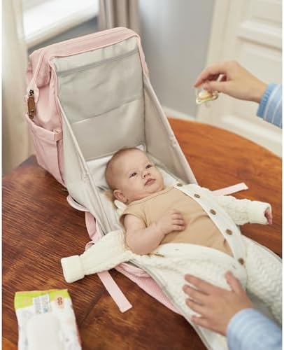Diaper Bag Backpack, Multifunction Diaper Bag with Changing Pad, Baby Diaper Bags for Boys Girls, Stylish Large Capacity Travel Backpack for Moms Dads, Baby Shower Gifts,Unisex – Pink - Image 5