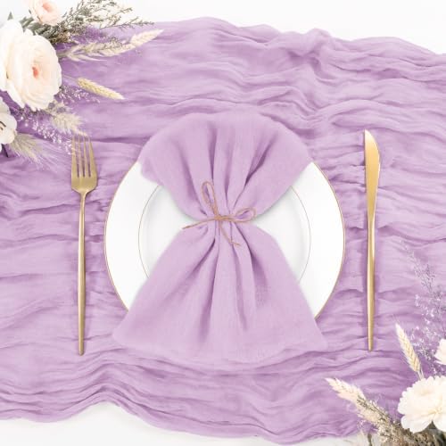 60Pack Lavender Cheesecloth Napkins Rustic Boho Gauze Napkins 20"x20" - Image 2