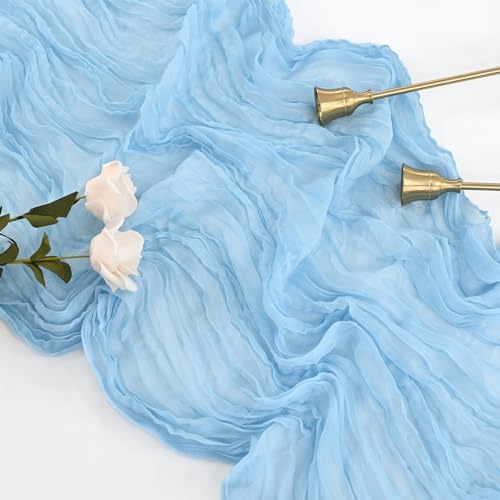 10 Pack Cheesecloth Table Runner 35 x 120 Inch, Baby Blue - Image 4