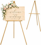 VISWIN Upgraded 63" Gold Wooden Easel Stand for Sign, Tripod Easel for Wedding Sign Stand, Welcome Board, Poster, Picture, Canvas Art Easel Floor with Tray for Display & Painting by VISWIN