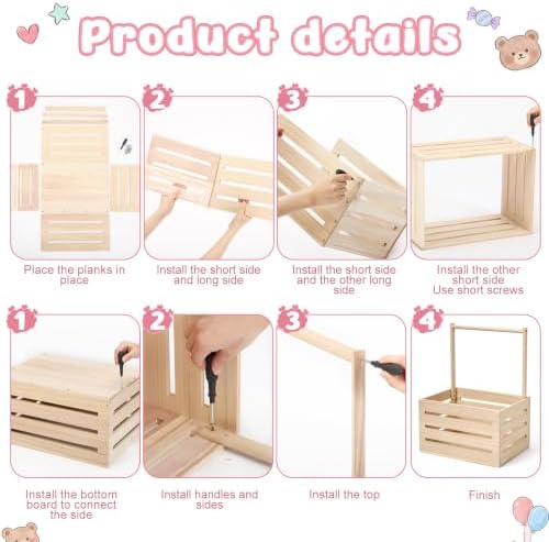 Novabright Wooden Baby Shower Crate Closet with Handle, Swing, Wood - Image 4