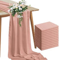 Horbaunal 12 Pack Dusty Rose Chiffon Table Runners 10FT, 29x120 Inches by Horbaunal