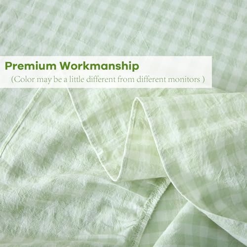 Pile Green White Gingham Table Cloth Round Dia.60 - Image 6