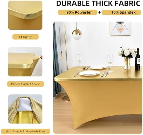 2-Pack 8ft Spandex Table Covers for Rectangle Folding Tables - Washable Elastic Tablecloth - Ultimate Fitted Table Protector for Birthday Parties, Trade Shows, Banquet - Image 2