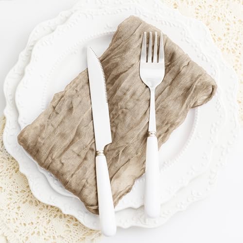 60 Pack Sand Cheesecloth Napkins 21x21 Inches Sand Cloth Napkins Set of 60 Washable Dinner Table Napkins for Wedding Rustic Boho Cotton Gauze Party Bridal Baby Shower Family Gathering Table Decor - Image 7