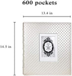 RECUTMS Photo Album 600 Pockets 4x6 Pictures Leather Wedding Albums White - Image 2