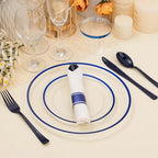 BESTSTAR 350PCS Clear and Blue Disposable Plastic Plates Set for 50 Guests - Image 6