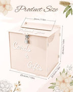 Cream Beige Acrylic Wedding Card Box with Lock, 10" Card Holder with Slot - Image 2
