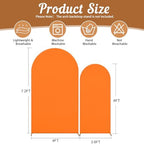 Orange Arch Backdrop Cover 2 Set - 7.2FT, 6FT Spandex Fitted Wedding Arch Stand Covers Round Top Chiara Arch Backdrop Stands Cover for Birthday Parties Banquet Photo Background Decoration - Image 2