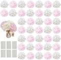 50PCS White & Pink Hydrangea Artificial Flowers, Stronger Bendable Stems by ECCELSO