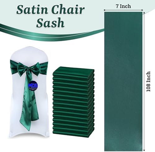 MDS® Pack of 25 Satin Chair Sashes for Wedding & Events – Hunter Green - Image 3