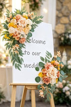 Wedding Welcome Signs Floral(Pack of 2)，Wedding Arch Flowers for Wedding Decorations and Reception Backdrop Decoration (New Champagne) - Image 3
