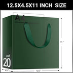 EUSOAR Paper Gift Bags, 20pcs 12.5"x4.5"x11" Green Kraft Gift Wrap Bags with Handles, Merchandise Retail Paper Shopping Wrapping Bags for Business, Craft Grocery, Boutique, Party Favor, Wedding - Image 2