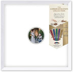 Solid Wood Signature Frame With Circle Opening - White Wood - Light Gray Accent Mat - Guest Book Alternative With Gel Pens Made in the USA by CustomPictureFrames
