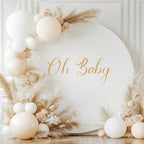 Gallety 7.2 FT White Round Backdrop Cover for 5 to 7.2ft Circle Arch Stand with Oh Baby Decal Sign - Adjustable Polyester Arch Backdrop Cover for Wedding Arch Birthday Party Photography Decoration by Creativepartyuniquedecorat