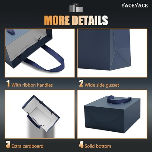 YACEYACE Blue Gift Bags 20Pack, Navy Blue Gift Bags with Tissue Paper - Image 4