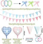Pastel Balloon Arch Kit Double Stuffed Light Pink Blue Yellow Green Balloon Garland Gingham Heart Foil Balloons for Birthday Baby Shower Gender Reveal Wildflower Tea Party Decorations - Image 4