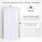 20×10 White Backdrop Curtains for Wedding Party Decorations Wrinkle Free - Image 2