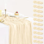 10 Pack Beige Cream Cheesecloth Table Runner 35x120 Inches, Summer Farmhouse Rustic 10ft Gauze Cheese Cloth Table Runner for Wedding Banquets Bridal Shower Birthday Party Home Decor by BlueTopCoLtd