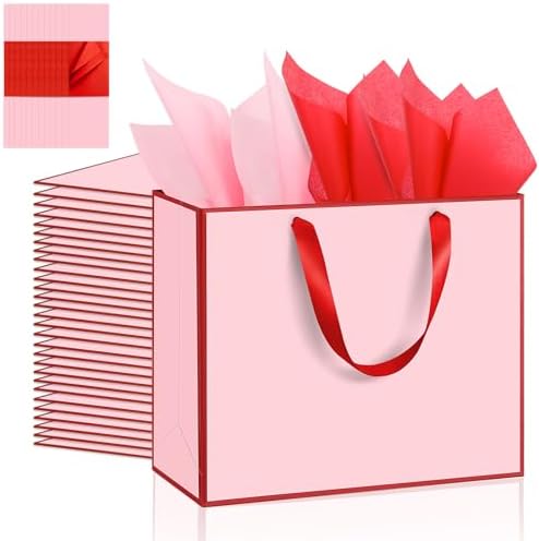 Addblu 24 Pack Pink Large Gift Bags with Handles & 72 Tissue Papers by Unknown