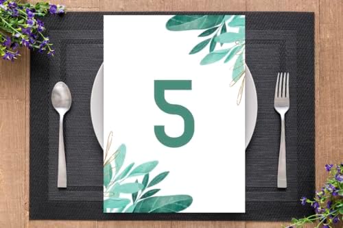 Green Leaf Design Table Number Cards Double Sided Party Table Numbers for Reception Baby Shower Anniversary Birthday Bridal Party 4x6 Inch - Image 3