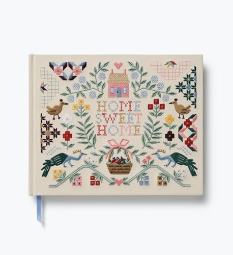 RIFLE PAPER CO. Home Sweet Home Embroidered Guest Book, Decorative Keepsake by RiflePaperCo