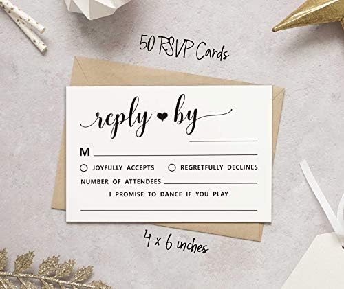 50 Blank RSVP Cards with White Envelopes-White Style Response Card-RSVP for Wedding-Rehearsal Dinner-Baby Shower-Bridal Shower-Engagement Party Invitations - Image 4