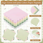Zhehao 350 Pcs Pink and Green Party Plates Cups Napkins Set - Image 5