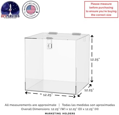 12 Inch Locking Ballot Box Clear Acrylic Square Cube Top Locking See Through Countertop Raffle Entry or Collection Bin by Marketing Holders - Image 4