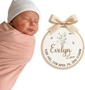 Embroidery Baby Name Sign, Personalized Welcome Baby Hoop Sign with Bow, Custom Baby Name Sign for Hospital, Infant Baby Shower Gifts New Parents (08) by Chikky