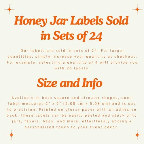 Set of 24 Honey Jar Favor Stickers | Party Favor Labels| Bridal Shower Favor Stickers | Personalized Wedding Favor Labels | Mini Honey Jar Favor Stickers - Image 6