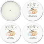 A Little Pumpkin is on the Way, Fall Baby Shower Favors, Unique Baby Shower Favors, Personalized Candles, Custom Candles, 2 oz Candle Favors (Set of 10) (White Tin) - Image 3