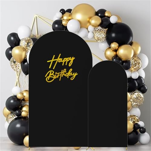 HAINARverS Set of 2 Stretchy Arch Backdrop Covers with Sign,Black, 6/7.2FT - Image 3