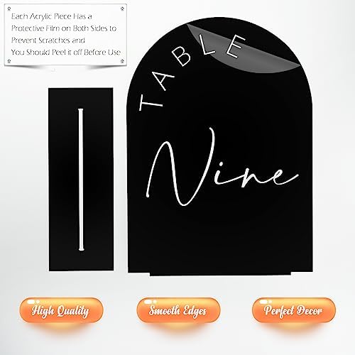 Black Arch Wedding Table Numbers with Stands 1-30, 5x7 Inch Black Acrylic Arch Sign with Holder, Arched Acrylic Table Numbers for Wedding Reception (1-30, 5"x7") - Image 3