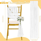 60 PCS White Chair Sashes Cheesecloth Sashes Rustic Chair Decorative Bows Designed ChairCover for Wedding Banquet Party Aisle Home Kitchen Decoration (16 x 70 inch) - Image 2