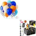 Orange and Blue Balloons Kit, 60pcs 12 inch Light Royal Blue Nude Latex Balloons and Electric Balloon Pump by Bezente