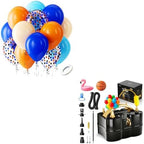 Orange and Blue Balloons Kit, 60pcs 12 inch Light Royal Blue Nude Latex Balloons and Electric Balloon Pump by Bezente
