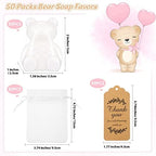 Geosar 50 Pack Wedding Gifts Bear Baby Shower Favors Bulk Bear Soap Gift Thank You Cards and Packaging Bags Birthday Party Favors for Guests Adults - Image 2