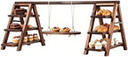 3-Tier Ladder Cupcake Display Stand Foldable Rustic Dessert Table Serving Tray Wooden Snack Platter Tower Food Holder for Cake Donut Fruit Cookie Party Wedding Birthday Baby Shower by ngsiiohun