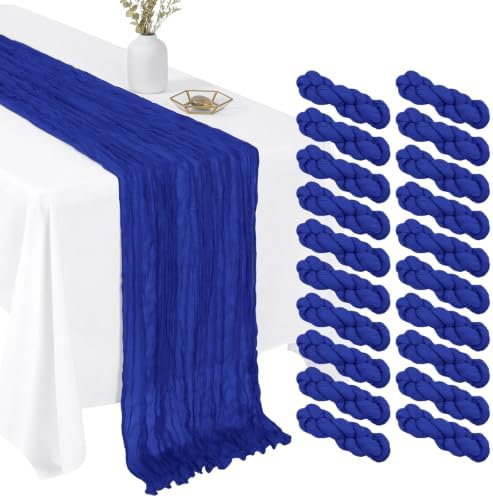 20 Pack Royal Blue 17 x 108 Inch Cheesecloth Table Runner - Boho Gauze Sheer Fabric for Wedding Baby Shower Party Home Decor by Unknown