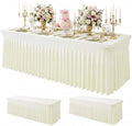 2Pack Ivory Spandex Tablecloth for 8FT Rectangle Table,Table Skirt by Baoszty