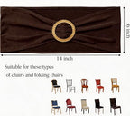 Pack of 50 Brown Chair Sashes with Gold Buckles Spandex Chair Bands Bows - Image 2
