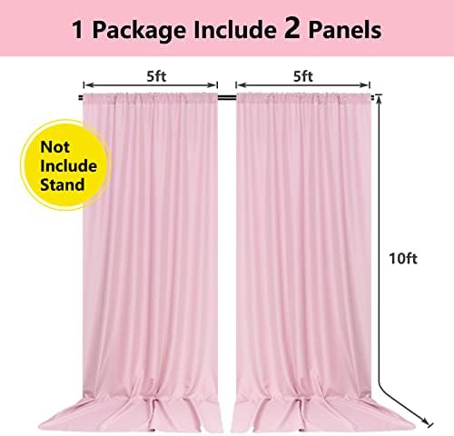 Pink Backdrop Curtain for Parties Rod Pocket Pink Curtains Photography Backdrop Drapes Privacy Fabric Decoration for Birthday Party Wedding Baby Shower Home Decor, 5ft x 10ft, 2 Panels - Image 2