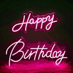 Happy Birthday Neon Sign, Pink LED for Birthday Party Backdrop 22x16.9 Inch by QLKGWEA