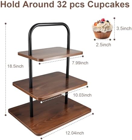 Wooden Cupcake Stand, 3 Tier Large Cupcake Tower Stand for 50 Cupcakes, Dessert Stand Display for Party, Wedding, Birthday, Halloween, Farmhouse Decor (Rustic-1Pack) - Image 2