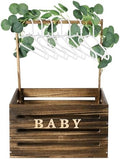 Barydat Wooden Baby Shower Crate Basket with Handle, Dark Walnut by home