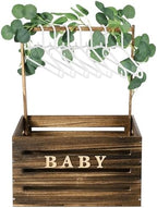 Barydat Wooden Baby Shower Crate Basket with Handle, Dark Walnut by home